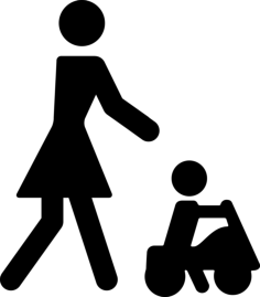 Baby Playing On A Toy Car With His Mother Svg Line Art, Free Vectors File